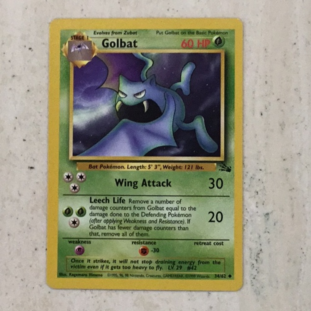 1999 Pokemon Cards Gastly 50/102 Cloyster 32/62 Golbat 34/62 Zubat Lot Of 8 Card - Picture 2 of 13